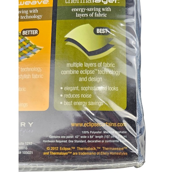 Eclipse Samara Stone Blue Crepe Blackout Curtain Panel 42x84 Rod Pocket 2 Sets - Picture 6 of 11